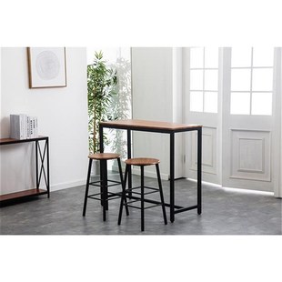 PVC Wood Grain Simple Bar Table TounHd Bar Stool (One Table