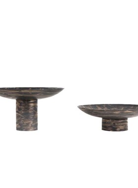 新款现代简约新中式轻奢s描金金属圆形托盘收纳装饰家居创意软