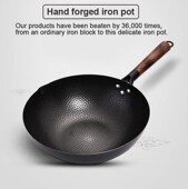 32CM Frying Uncoated Handmade Pan Plot Wok Health Iron Non