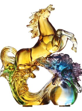 琉璃马摆件马上富贵如意招财工艺品E居家办公装饰品开业乔迁礼物