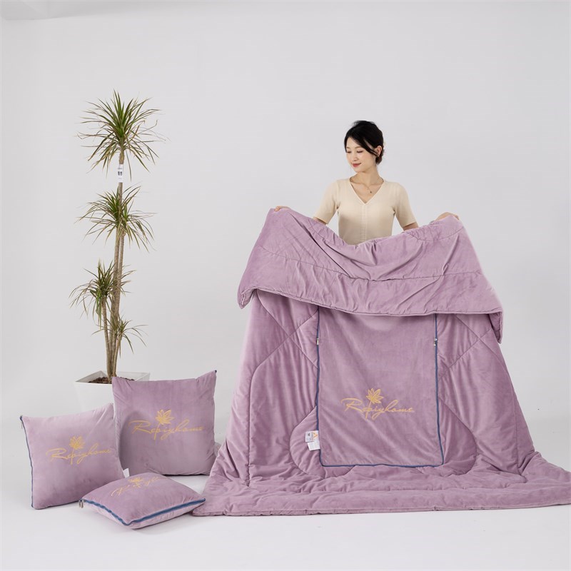 加厚婴儿绒抱枕被子两r用车载靠垫枕头被办Q公室沙发午睡空调