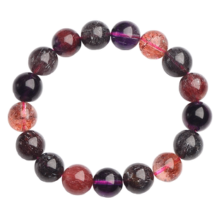 天然超七紫发晶手链烟花骨干水晶金草莓晶彩发晶男女手串一物一图