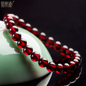 老矿精品天然5A级酒红石榴石手串女生款 手链通透红润水晶饰品