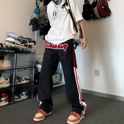 GTGA 美式束脚运动裤星星字母嘻哈卫裤高街潮宽松男女长裤