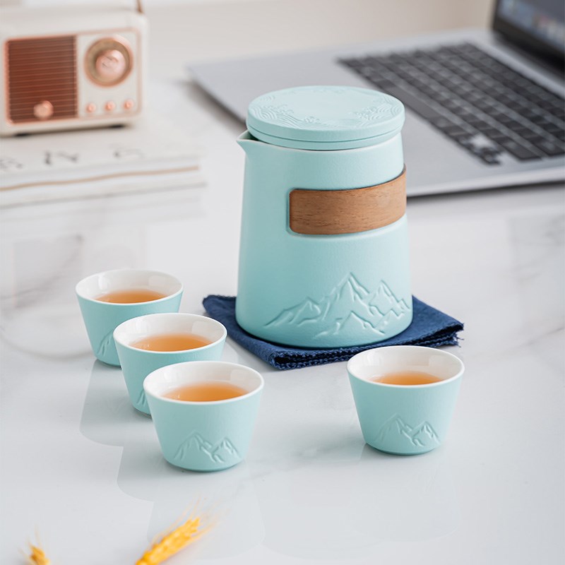 陶瓷旅行茶具便携式快客杯t户外简约随身包套装R户外功夫茶杯泡茶