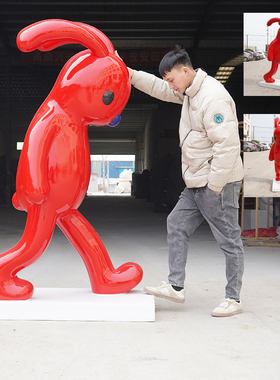 网红yoyo兔子雕塑张占占pupu熊C公仔户外潮N流装饰门口大型落地摆