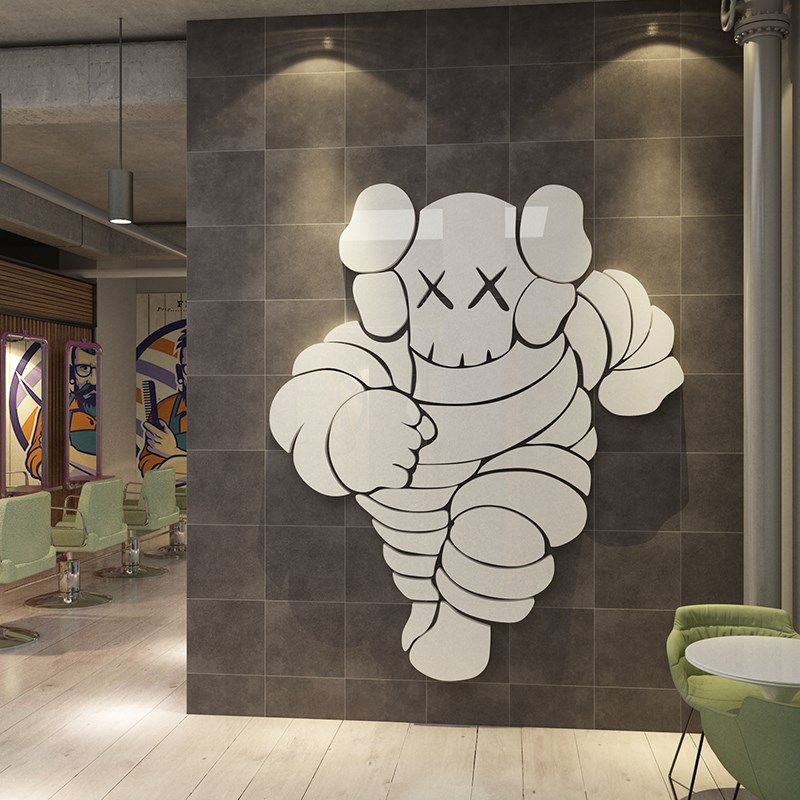 网红理发店墙面装饰品美发廊背景创意形象墙贴Q纸暴力熊工业风挂,家居饰品,文化墙贴,淘宝优惠券,粉丝福利购,淘宝优惠卷