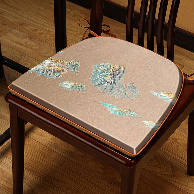 新中式椅垫c坐垫红木餐椅垫餐桌椅梯形垫子马蹄垫椅垫座垫凳子垫