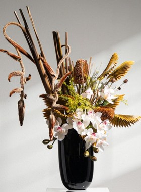 优雅的可a访问的豪华风格现代水晶玻璃花瓶花卉餐厅酒店前台软装