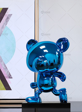 大型商场卡通艺术树脂样板间泰迪熊桌H面摆件儿童房室内软装饰品