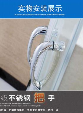 304不锈钢淋浴房实心拉手t老式浴室玻璃门把手孔距145,160mm扶手