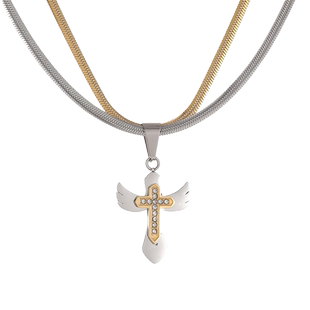 救赎-间金双层十字架嘻哈小众高级感钛钢不掉色轻奢项链男潮痞帅
