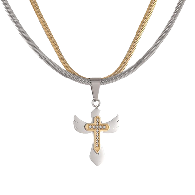 救赎-间金双层十字架嘻哈小众