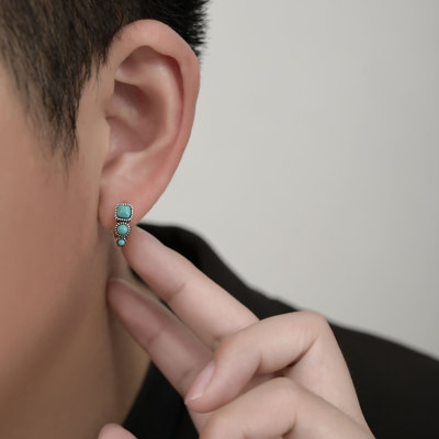 仿绿松石耳环男女中性复古藏族