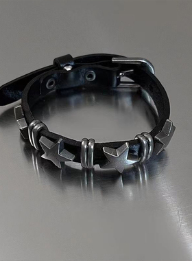 暗黑朋克星星Y2K五角星皮质手链