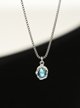 轻奢小众设计冰川蓝水滴项链女