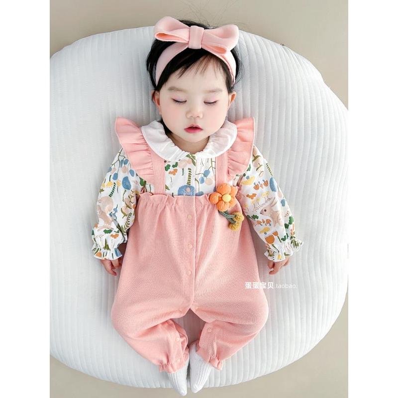 婴儿衣服女宝宝春装连体公主超萌哈衣满月5百天一岁0春秋季3个月