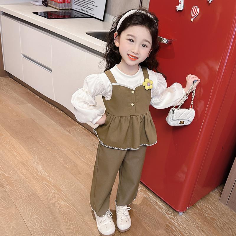 女童洋气宽松小香风阔腿裤套装女套装