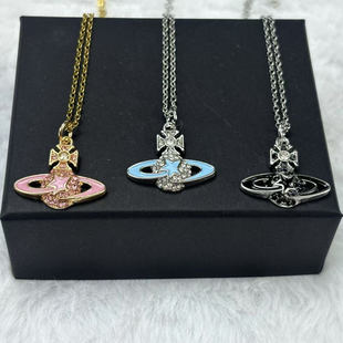 项链 轻奢爆款 Vivienne薇薇安土星银色项链网红明星同款 时尚