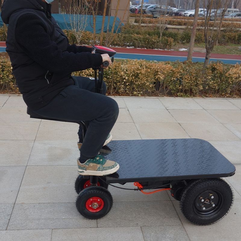 倒骑驴电动平板车手推车拉瓷砖水D泥小推车搬运车摆摊拉货三轮车