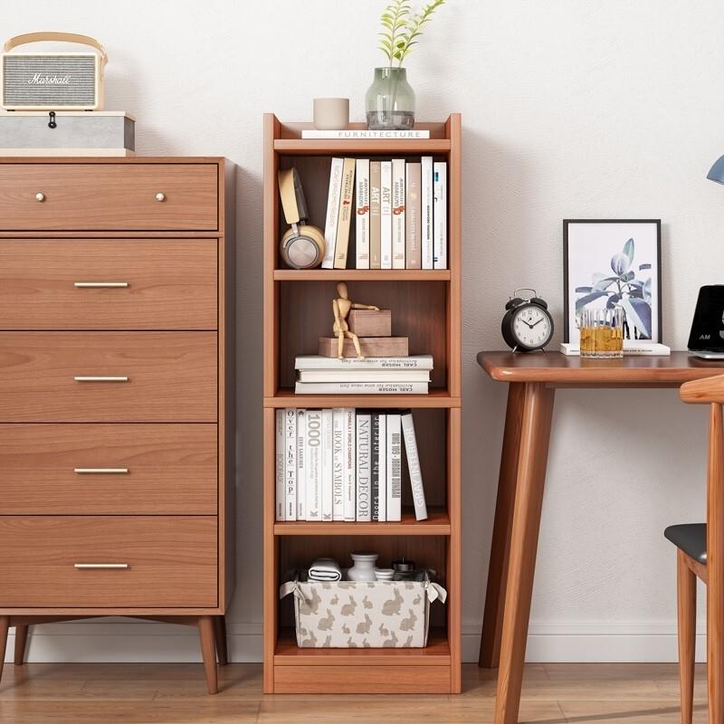 速发窄缝置物柜书桌旁小书架落地卧室办公桌收纳小柜子小型书柜办