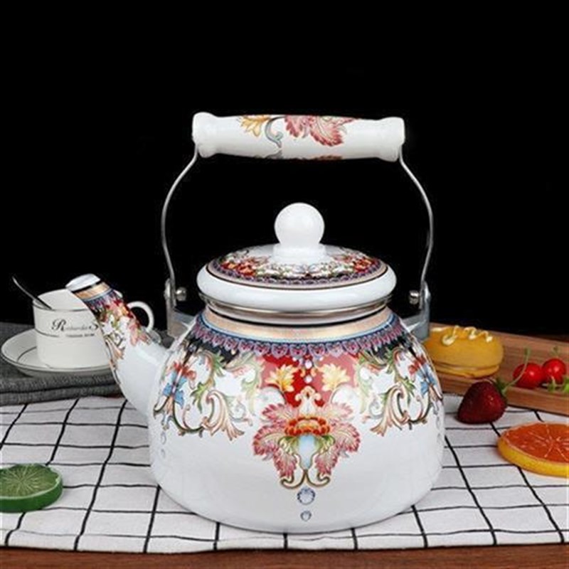 满花搪瓷水壶奶搪瓷茶壶平底壶电磁炉通用烧Z水壶冷水壶