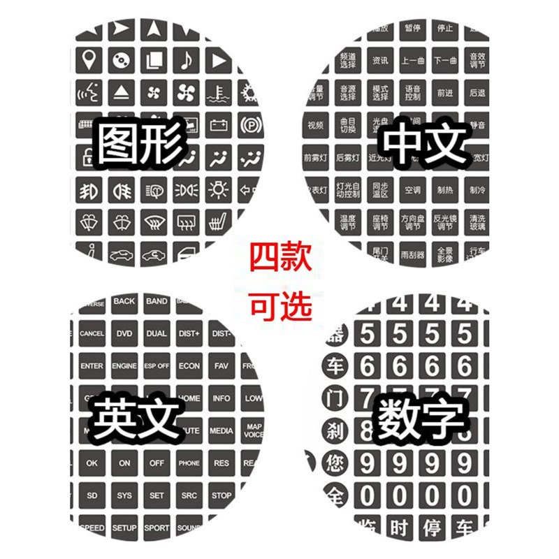 自动挡档位中文标识贴纸汽车按键夜光新手女司Q机功能标.签中控学