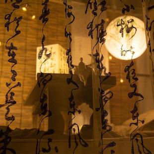 强遮光网红书法古风大学生上铺床帘u型轨道下铺女生寝室遮挡桌帘
