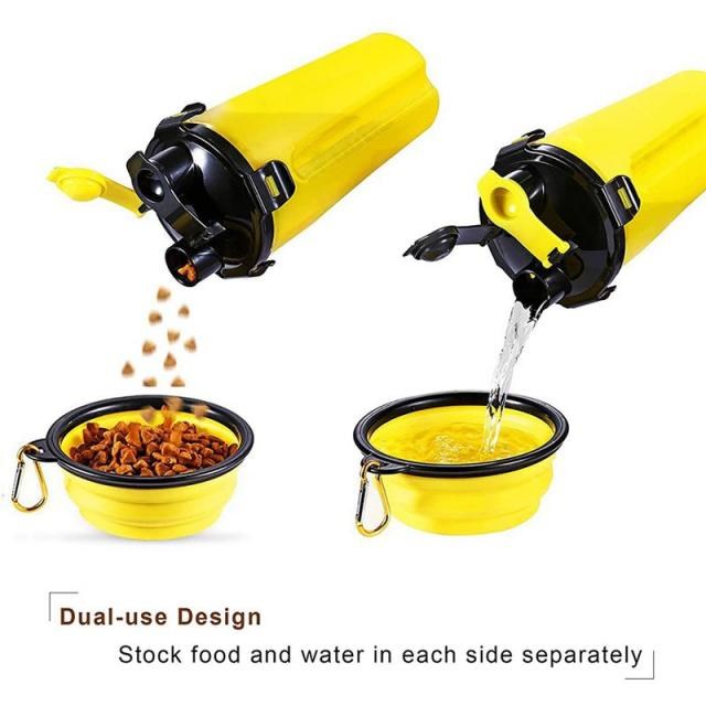 Portable 2 In 1 Foldisng Bowl Bottle Pet Feeder Dog Water Bo
