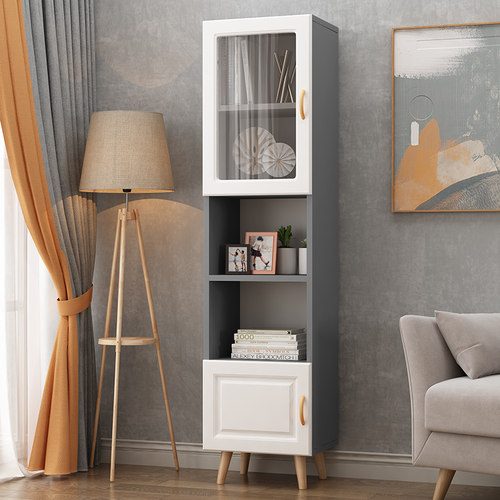 夹缝收纳柜开门3540qcm宽书柜厨房窄柜储藏柜杂物柜卧室置物柜缝