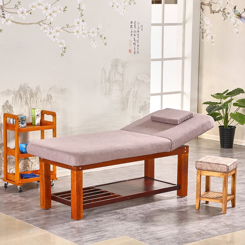 实木美容床加厚带胸窝推x拿床针灸理疗理容床 实木按摩床