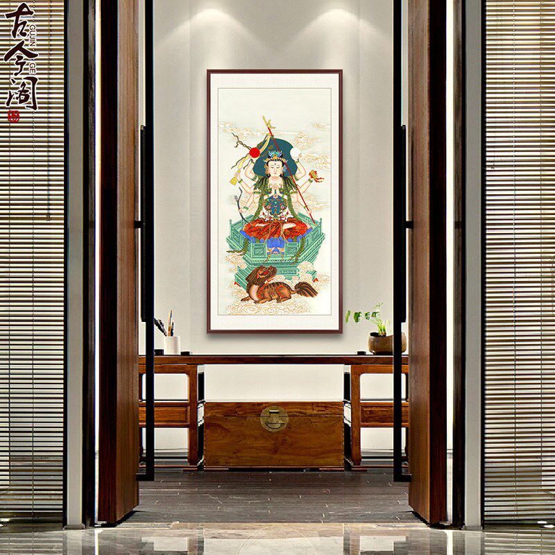 纯手绘工笔道家道观斗姆元君斗母斗姥画像挂画卷轴挂轴ZZ装饰画玄