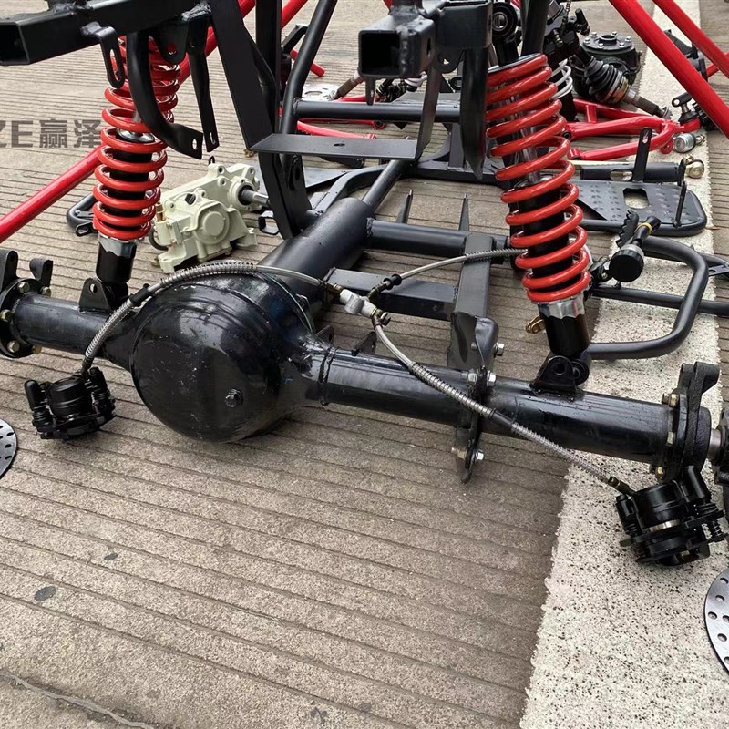 四轮越野摩托车i配件 四驱龙鼎沙滩车车架总成前驱轴传动后桥悬挂