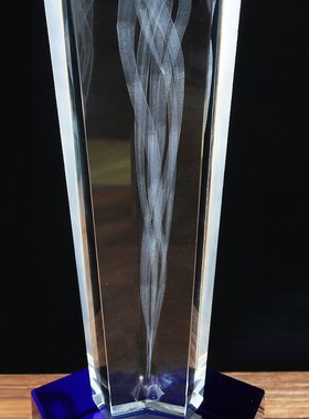 内雕火焰高档创意水m晶奖杯定制 颁奖水晶奖牌定做比赛纪念礼年会