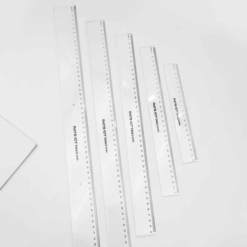 欧标直尺透明工具尺20/30/40/50/60cm精美学生学习办公绘图美工塑料测量尺子B2481/B2482/B2483/B2484/B2485