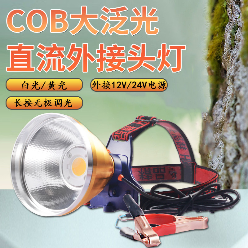 12V头灯强光聚光led超亮散光远射大光斑抓鱼钓鱼外接24V电瓶黄光,户外/登山/野营/旅行用品,头灯,淘宝优惠券,粉丝福利购,淘宝优惠卷