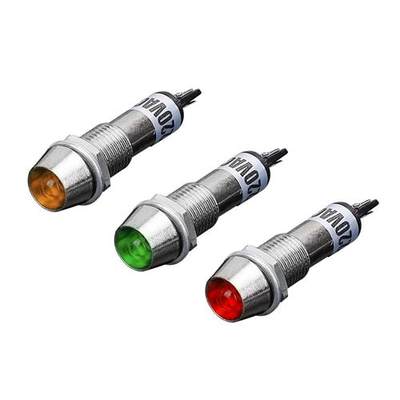 小型电源工作信号灯LED指示灯XD8-1金属红绿黄12V24V220v开孔8mm