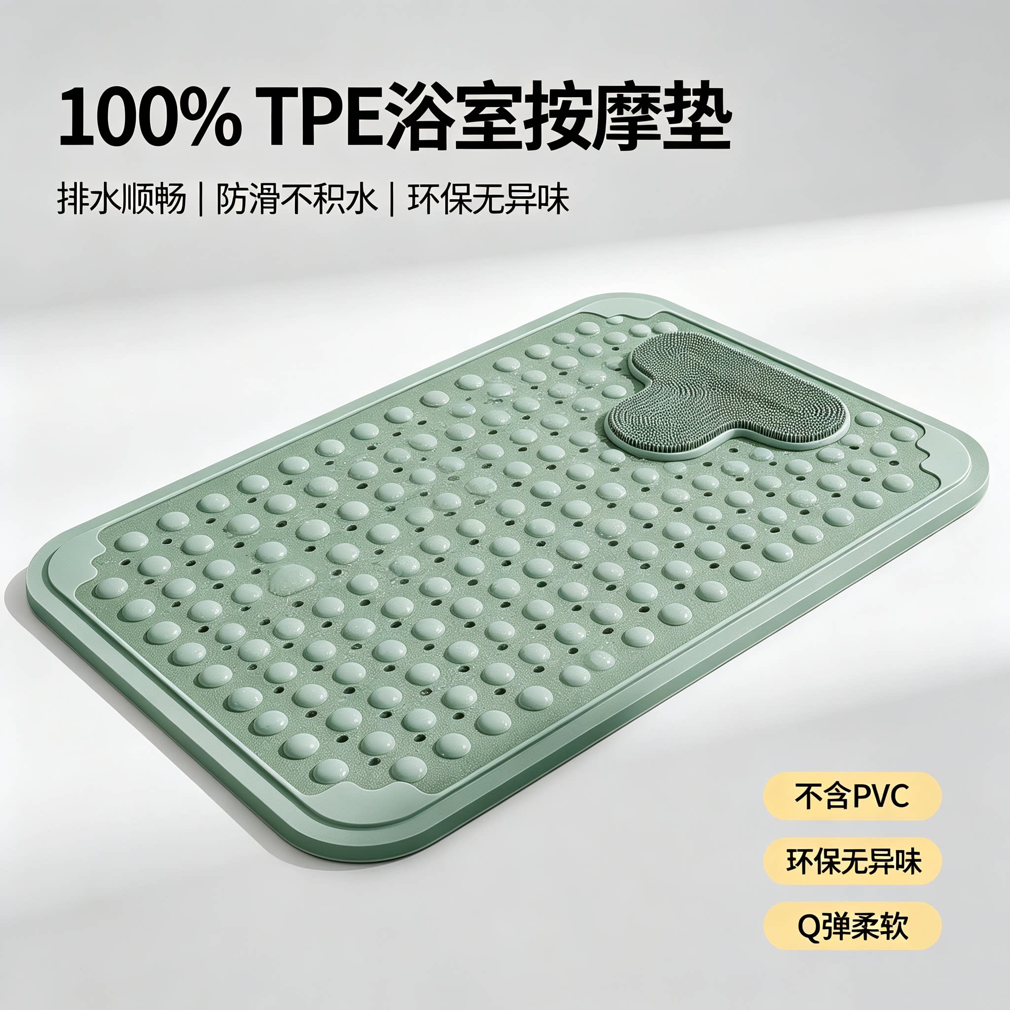 tpe浴室防滑垫孕妇安全卫浴沥水按摩脚垫淋浴房洗澡防摔吸盘地垫