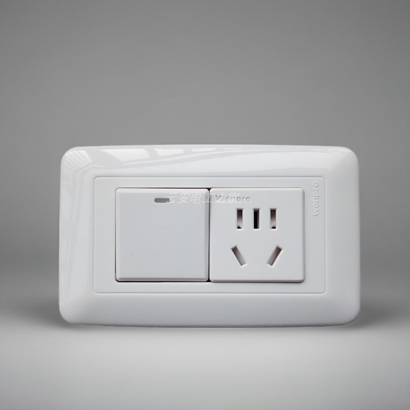 wonpro118型经典雅白欧式复古家装壁面暗装1位开关带多孔插座面板