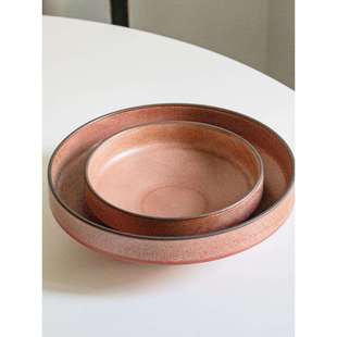 北欧陶瓷沙拉碗家用宽口深碗商用西式6.5英寸黑陶土窑变汤碗菜碗