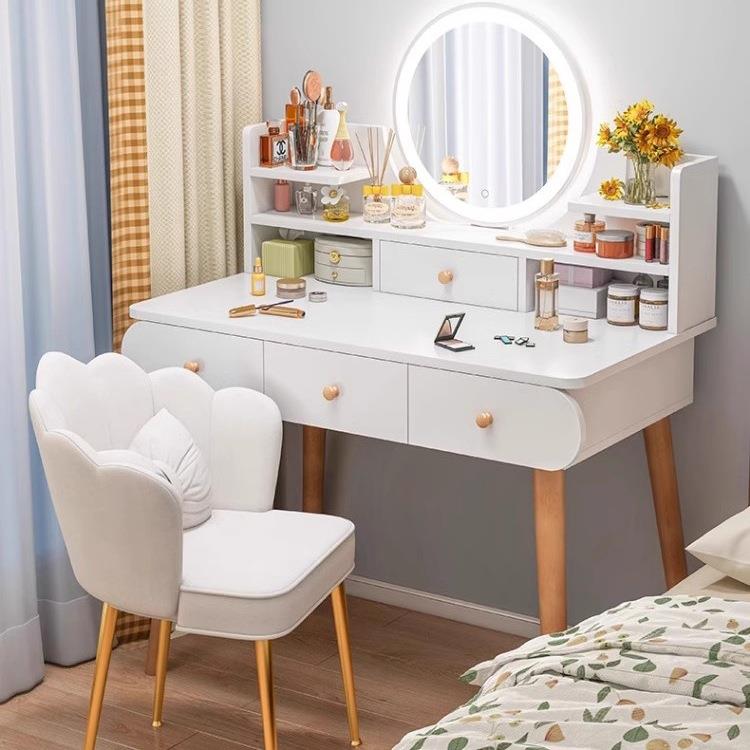 梳妆台卧室现代简约小型化妆台镜小户型网红化妆桌出租房用梳妆桌