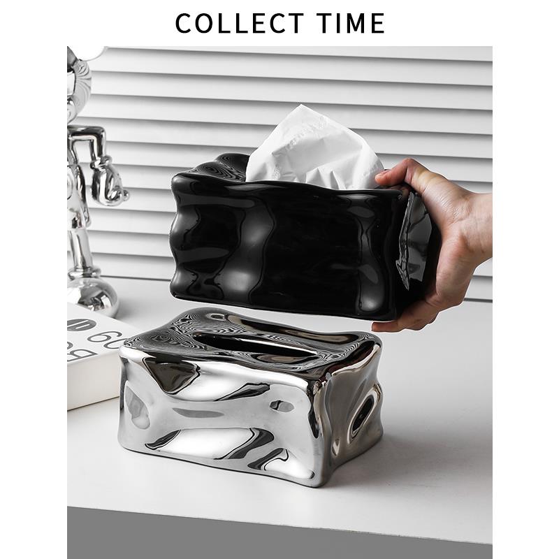 天台悦先创意黑色纸巾盒客厅高档轻奢网红家用纸抽盒2022新款餐巾