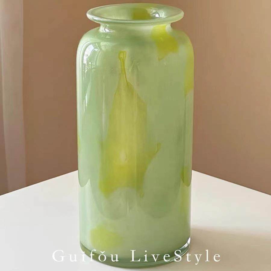 绿色玉感百合水养插花瓶摆件客厅新中式琉璃鲜花器玻璃摆件,纺织面料/辅料/配套,纺织机械配件,淘宝优惠券,粉丝福利购,淘宝优惠卷