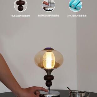 中古实木宫廷台灯可充电触摸开关书房卧室床头灯装饰氛围感小夜灯