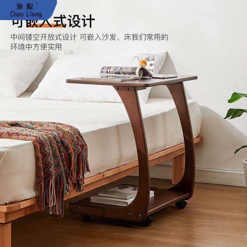 实木沙发边几柜可移动桌子带轮迷你茶几客厅小户型家用方角几包邮
