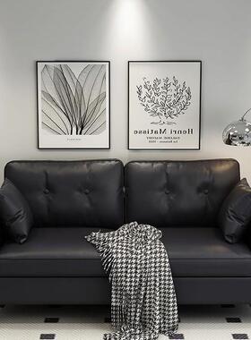 沙发小户型双三人出租房屋公寓服装店休息区接待黑色懒人客厅沙发