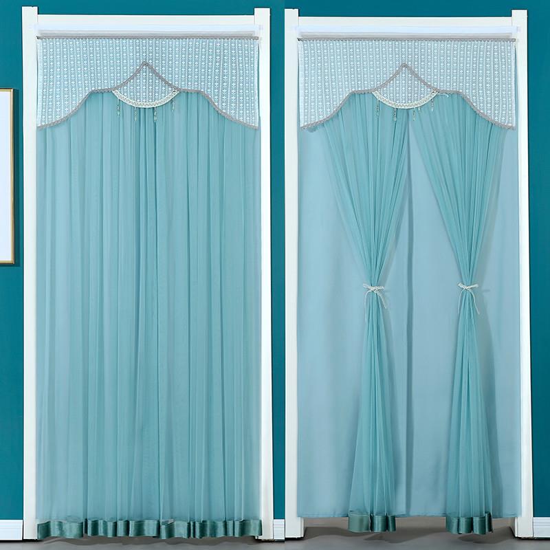 双层蕾丝门帘家用四季防蚊纱帘夏季通用隔断帘免打孔卧室纱门帘子