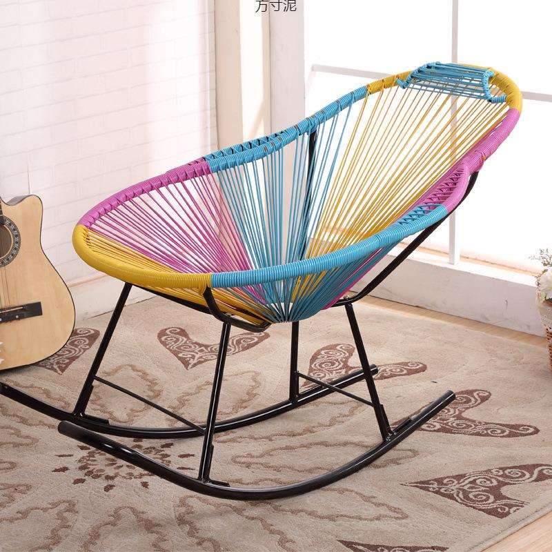 彩色摇椅懒人椅成人逍遥椅老人现代躺椅儿童午睡椅阳台休闲藤椅厂