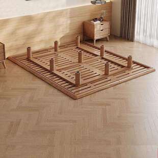 全实木白蜡木无床头悬浮床现代简约主卧高端极简双人大床榉木床架