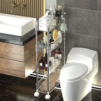 可移动卫生间浴室夹缝置物架落地洗漱台厕所洗手间小推车收纳韶意